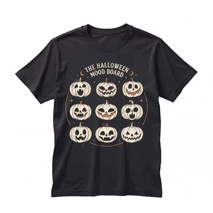Jack-O-Lantern Spooky Carved Pumpkin Face Halloween Soft Plush Autumn Pullover Unisex TShirt
