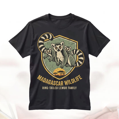 Ring Tailed Lemur Madagascar Sunset Wildlife Graphic Vintage Nature Animal Lover Unisex TShirt