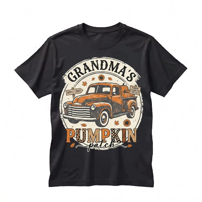 Personalized Grandma Pumpkin Patch Truck Fall Halloween Custom Grandkids Name Unisex TShirt