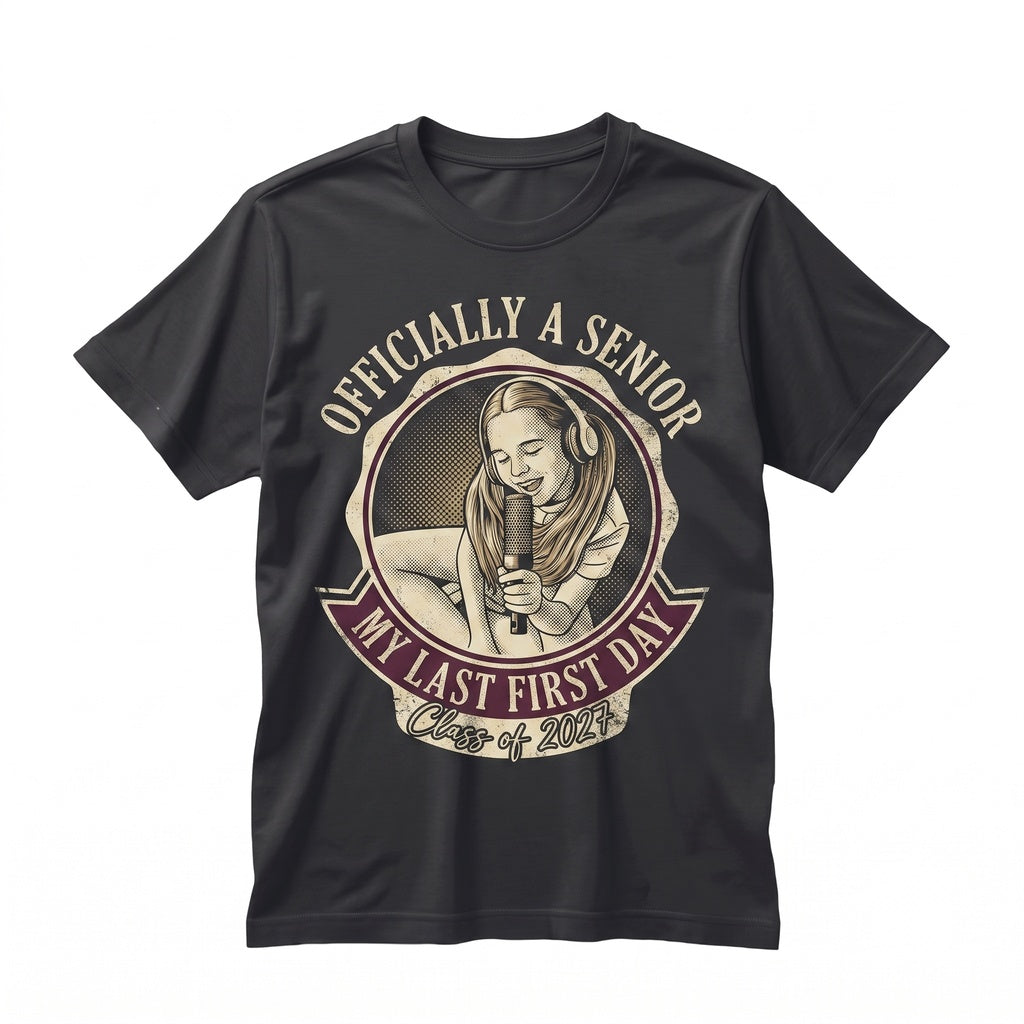 Personalized Vintage Photo Officially Senior Class of 2027 Graduation My Last First Day Unisex TShirt