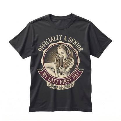 Personalized Vintage Photo Officially Senior Class of 2027 Graduation My Last First Day Unisex TShirt