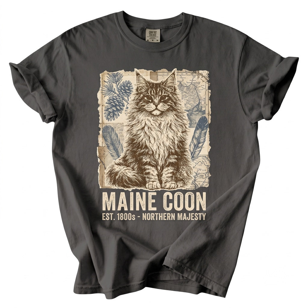 Maine Coon Cat Sketch Hand Drawn Mom Pet Lover Graphic Apparel Gift Unisex TShirt