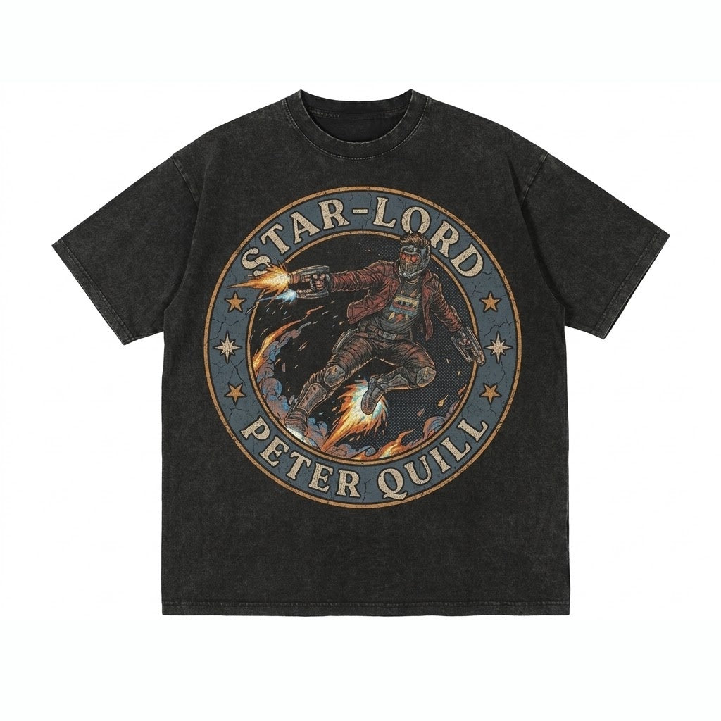 Peter Quill Galaxy Space Hero Graphic Oversized Cotton Top, Sci-Fi Matching Apparel Unisex TShirt