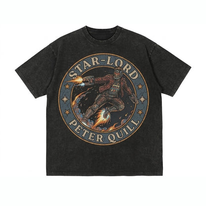 Peter Quill Galaxy Space Hero Graphic Oversized Cotton Top, Sci-Fi Matching Apparel Unisex TShirt