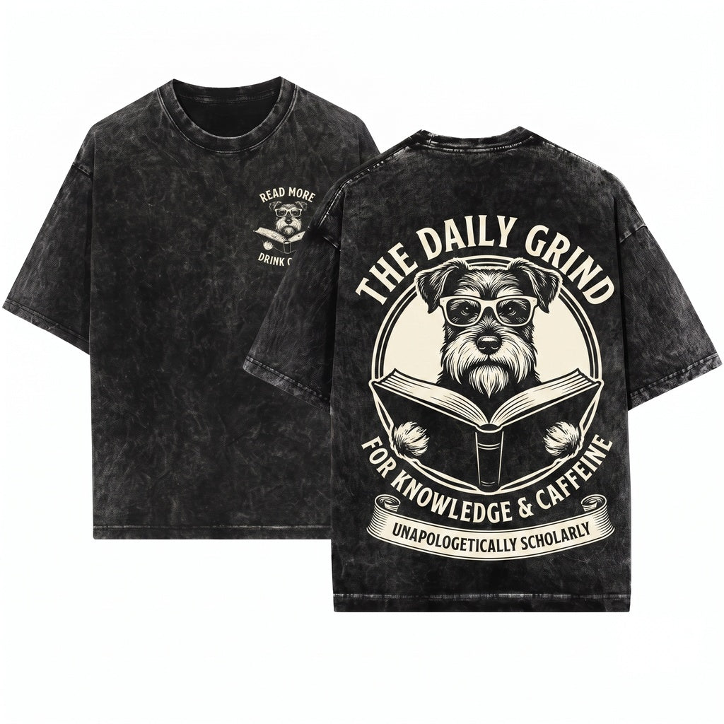 Miniature Schnauzer Reading Book Dog Mom Dad Gift Bookish Unisex Wash T-Shirt