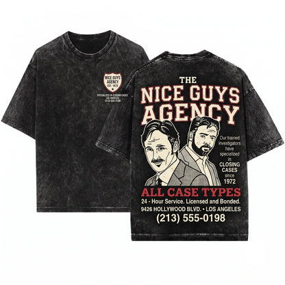 Nice Guys Agency Funny Retro Movie Vintage Detective Comedy Unisex Wash T-Shirt
