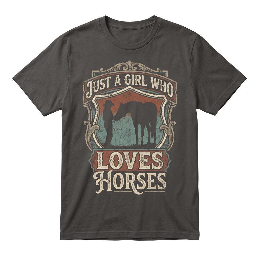 Western Just A Girl Who Loves Horses Riding Rodeo Country Vintage Birthday Cowgirl Gift Apparel Unisex TShirt