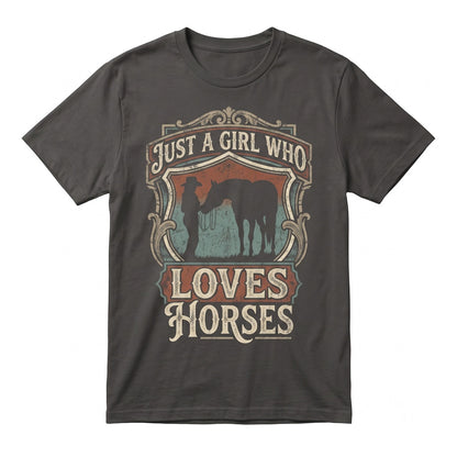 Western Just A Girl Who Loves Horses Riding Rodeo Country Vintage Birthday Cowgirl Gift Apparel Unisex TShirt