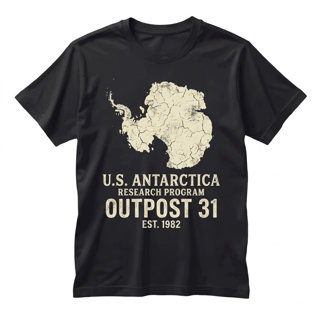 1982 Outpost 31 Antarctic Research Station Badge Logo Retro Sci-Fi Horror Graphic Unisex TShirt