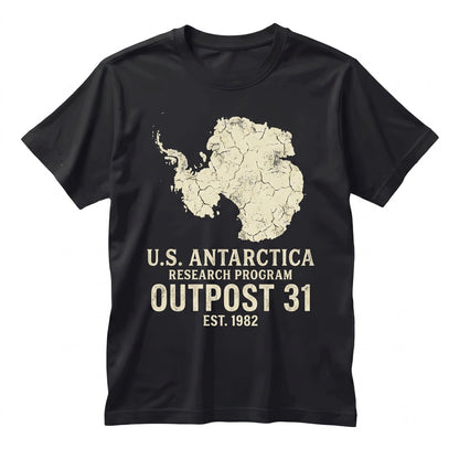 1982 Outpost 31 Antarctic Research Station Badge Logo Retro Sci-Fi Horror Graphic Unisex TShirt