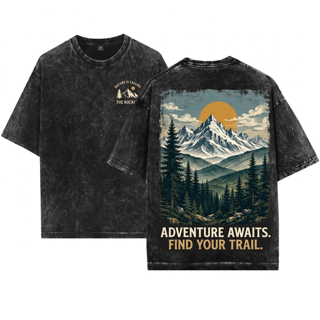 Vintage Mountain Landscape Distressed Wilderness Nature Unisex Wash T-Shirt