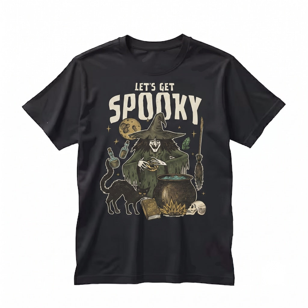Lets Get Spooky Vintage Witch Halloween Retro Graphic Fall Apparel Unisex TShirt