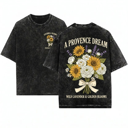 French Provence Garden Floral Graphic Aesthetic Vintage Unisex Wash T-Shirt
