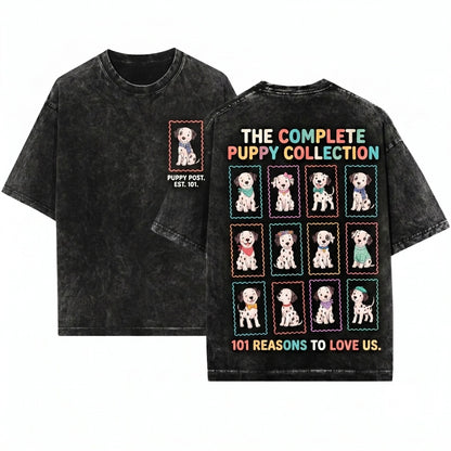 Playful Cartoon Dalmatian Puppy Polka Dot Graphic Unisex Wash T-Shirt