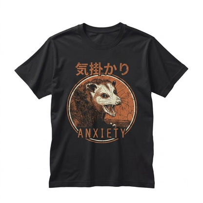 Funny Anxiety Japanese Aesthetic Screaming Opossum Graphic Retro Novelty Cotton Crewneck Unisex TShirt