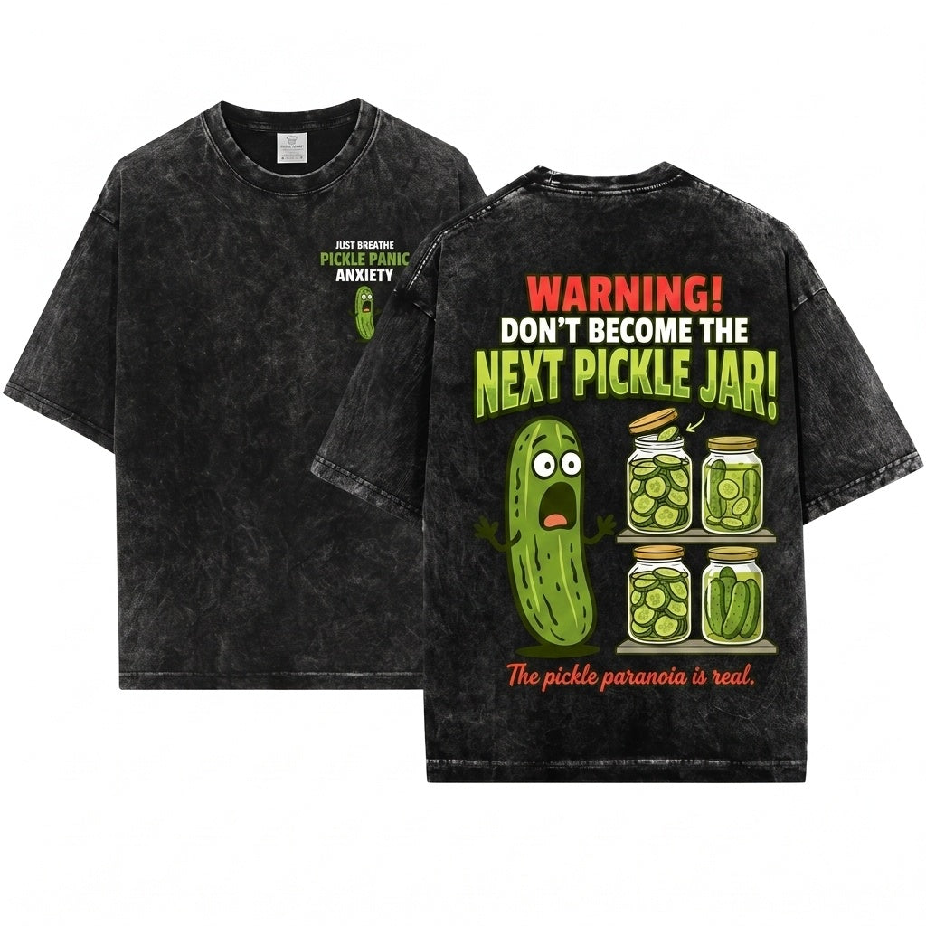 Funny Humorous Dill Pickle Cucumber Lover Novelty Gift Unisex Wash T-Shirt