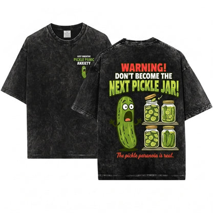 Funny Humorous Dill Pickle Cucumber Lover Novelty Gift Unisex Wash T-Shirt