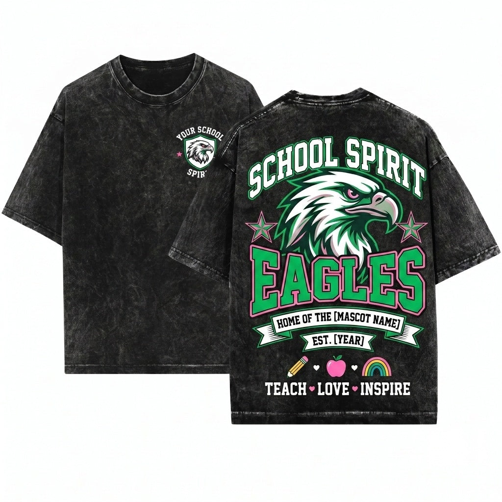 Custom School Mascot Teacher Team Back to Jersey Unisex Wash T-Shirt