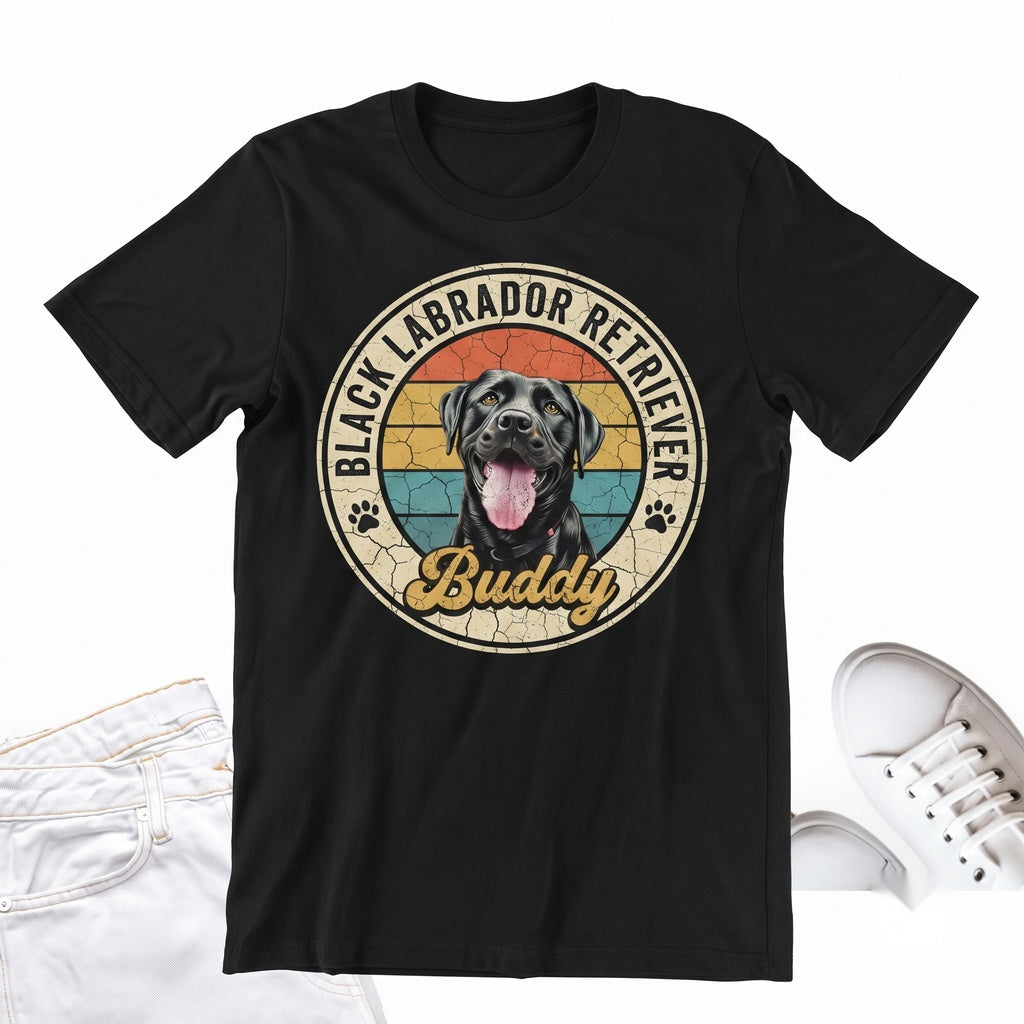 Custom Vintage Pet Portrait Graphic Apparel, Personalized Dog or Cat Name Present, Unisex TShirt