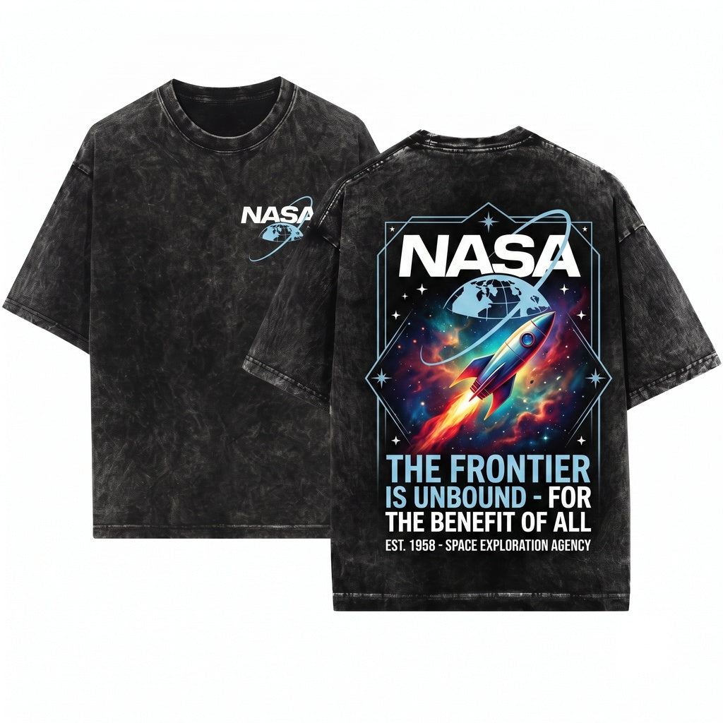 80s NASA Outer Space Graphic Astronaut Vintage Aesthetic Unisex Wash T-Shirt