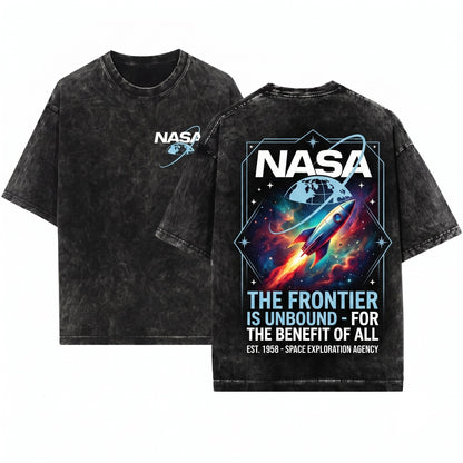 80s NASA Outer Space Graphic Astronaut Vintage Aesthetic Unisex Wash T-Shirt