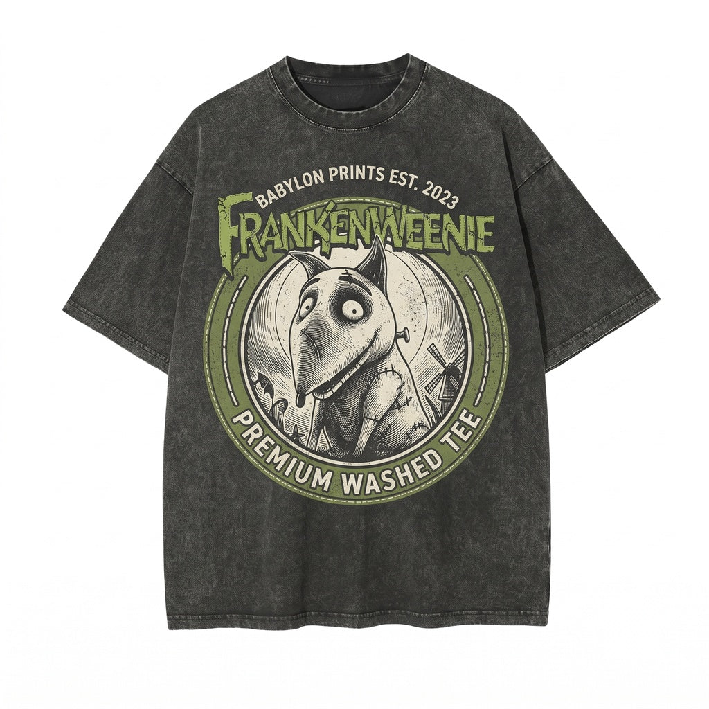 Oversized Frankenweenie Dog Theme Park Halloween Spooky Graphic Top, Unisex TShirt