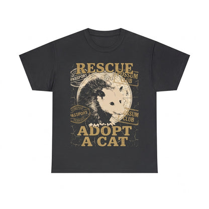 Funny Adopt A Feline Opossum Japanese Graphic Animal Tee Unisex TShirt