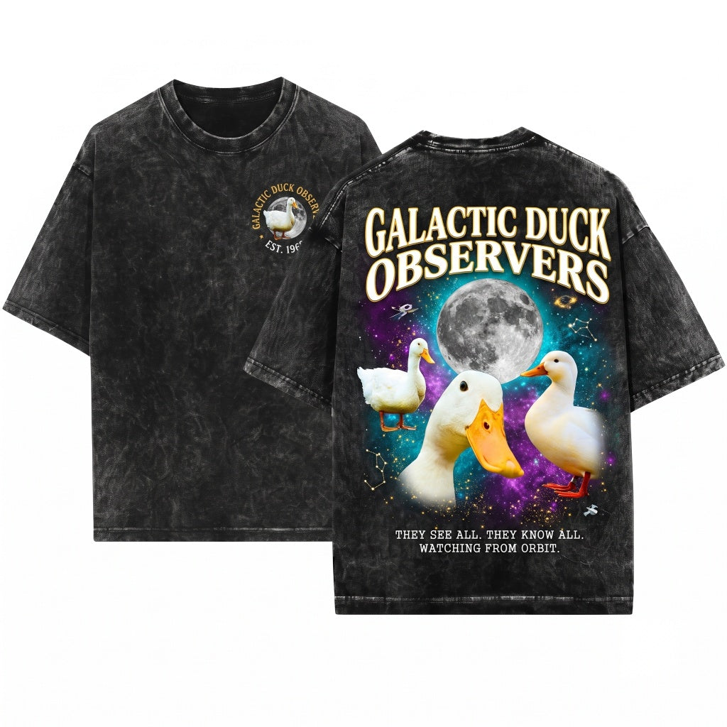Three Call Duck Moon Cute White Bantam Galaxy Graphic Vintage Retro Farm Bird Poultry Lover Gift Unisex Wash T-Shirt