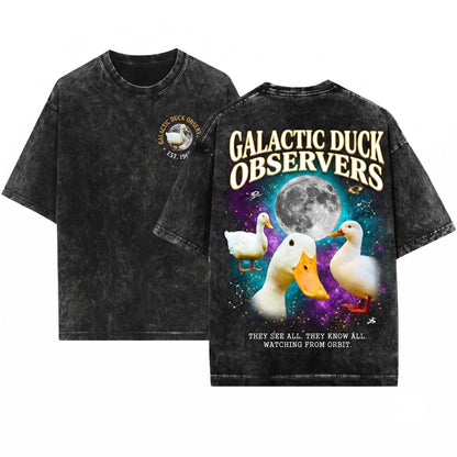 Three Call Duck Moon Cute White Bantam Galaxy Graphic Vintage Retro Farm Bird Poultry Lover Gift Unisex Wash T-Shirt