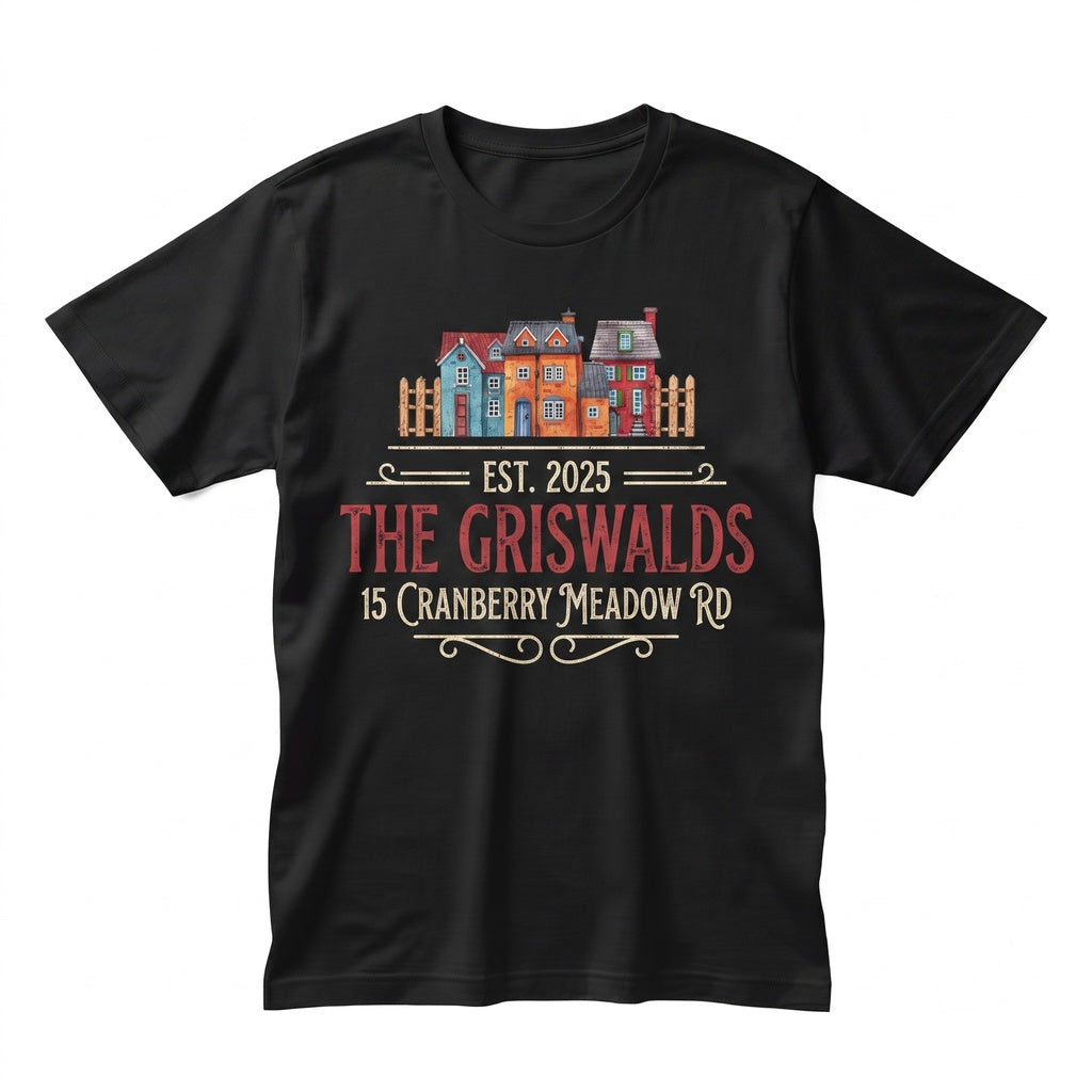 Personalized First Christmas Home Ornament 2025 New Adventures Gift Address Ceramic Housewarming Keepsake Unisex TShirt