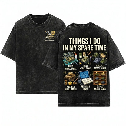 Funny Model Tank Builder Hobbyist Gift for Dad Grandpa Military Enthusiast Unisex Wash T-Shirt