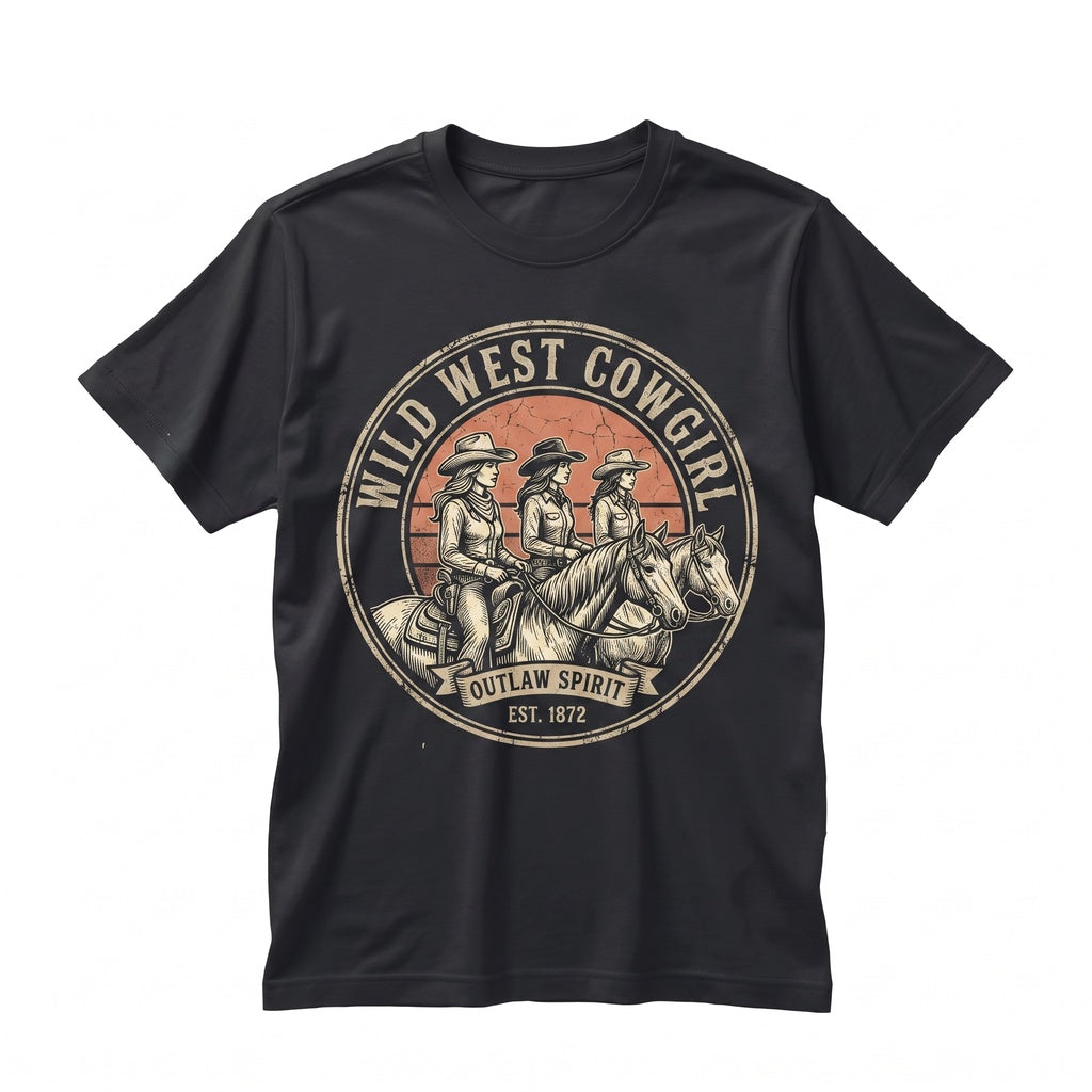 Vintage Cowgirl Graphic Retro Wild West Apparel Unisex TShirt