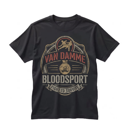 Bloodsport 1988 Martial Arts Kumite Action Movie Graphic Vintage Black Cotton Unisex TShirt