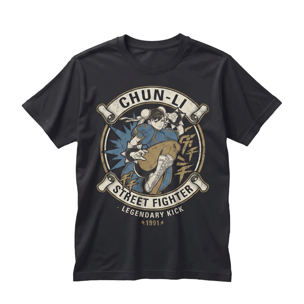 Chun Li Retro Fighting Game Graphic Vintage Anime Waifu Cotton Apparel Unisex TShirt