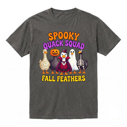 Spooky Halloween Goose Squad Cute Mummy Pumpkin Ghost Duck Fall Animal Unisex TShirt