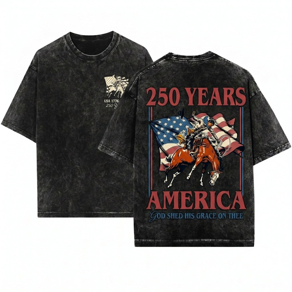 250th America Anniversary 4th July Independence Day Christian Faith Family Freedom Church Gift Unisex Wash T-Shirt