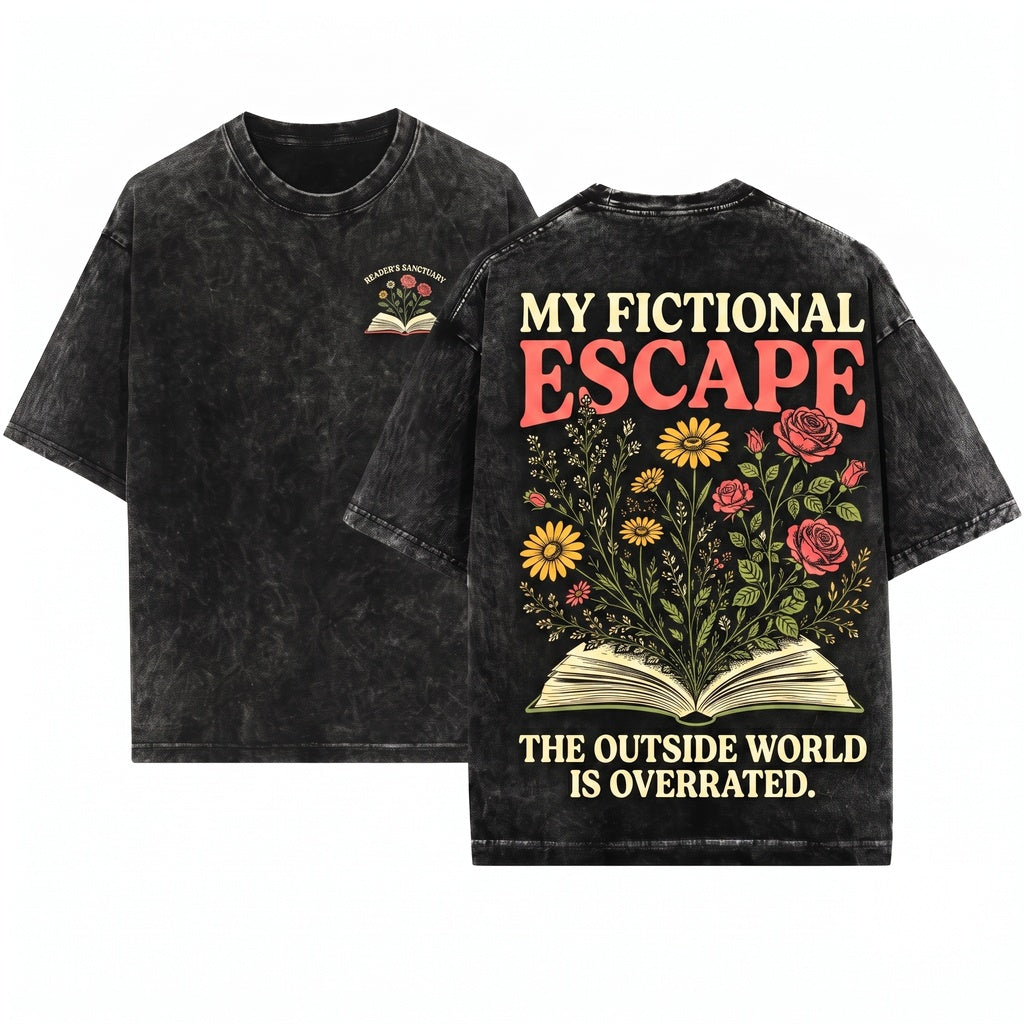 Its Too Nonfictiony Outside Floral Books Funny Reader Bookworm Lover Bibliophile Gift Unisex Wash T-Shirt