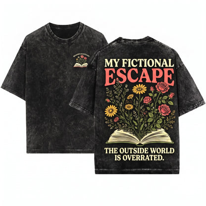 Its Too Nonfictiony Outside Floral Books Funny Reader Bookworm Lover Bibliophile Gift Unisex Wash T-Shirt