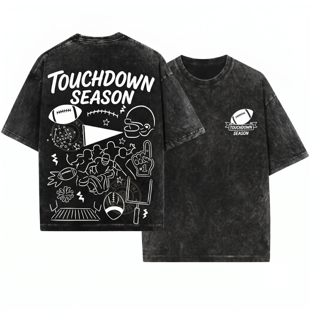 Football Game Day Touchdown Season Doodles Football Mama Sweatshirt Unisex Wash T-Shirt