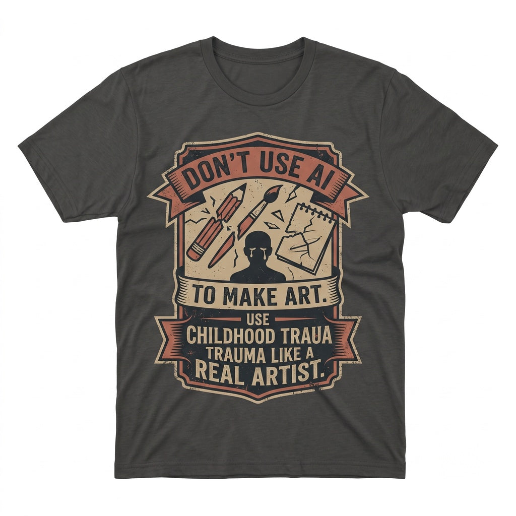 Childhood Trauma Anti AI Drawing Sarcastic Artist Humor Graphic Unisex TShirt