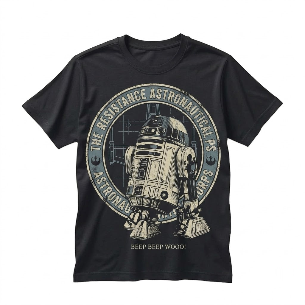 Vintage Sci-Fi Astromech Droid Graphic Apparel Retro Galaxy Space Robot May Fourth Matching Unisex TShirt