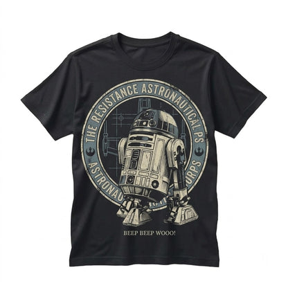 Vintage Sci-Fi Astromech Droid Graphic Apparel Retro Galaxy Space Robot May Fourth Matching Unisex TShirt
