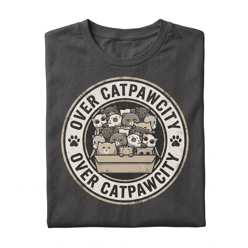 Over Catpawcity Funny Cat Owner Lover Gift Costume Cute Kawaii Anime Mom Face Birthday Present Graphic Apparel Unisex TShirt