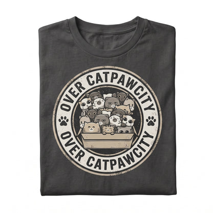 Over Catpawcity Funny Cat Owner Lover Gift Costume Cute Kawaii Anime Mom Face Birthday Present Graphic Apparel Unisex TShirt