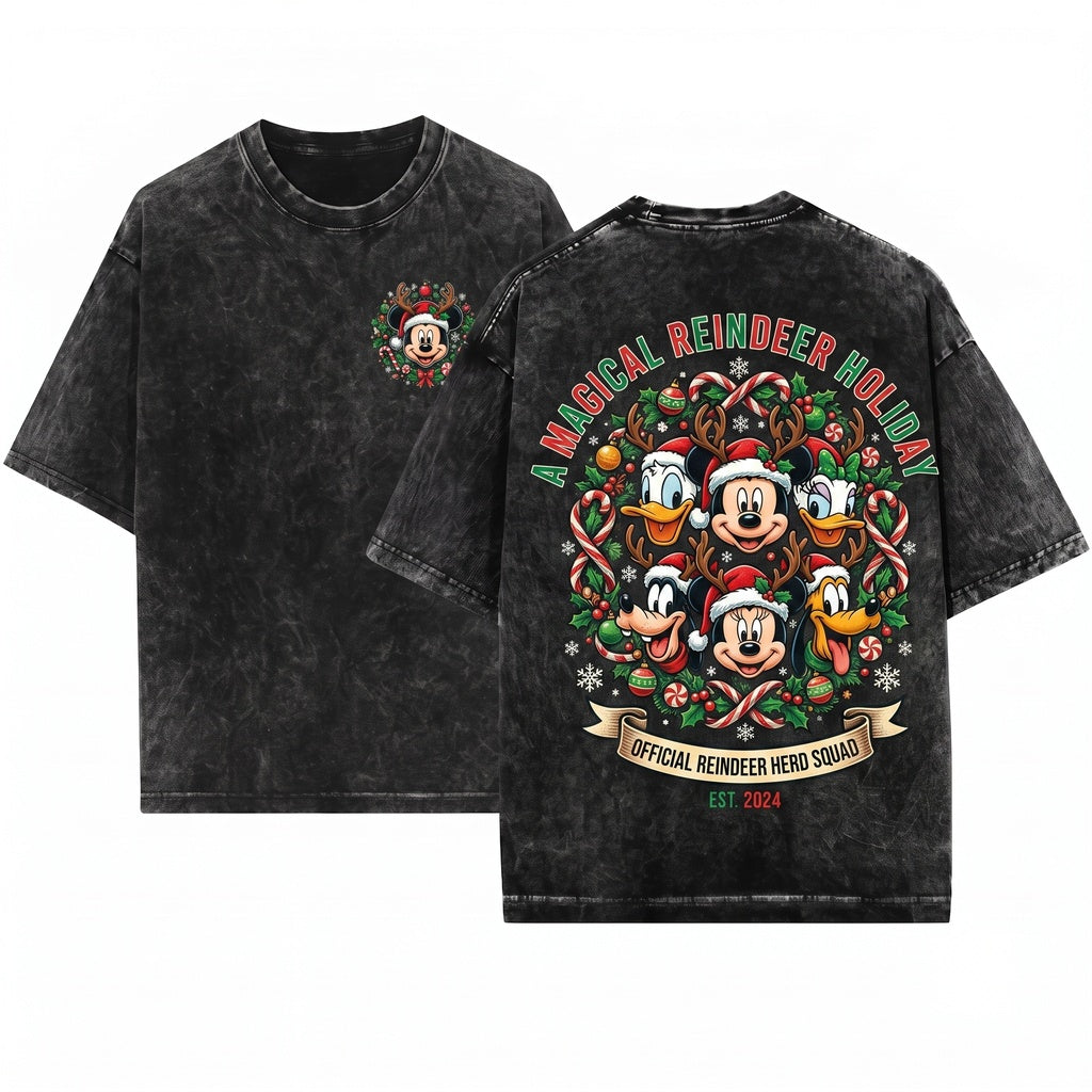 Magical Mouse Friends Characters Christmas Family Matching Vacation Unisex Wash T-Shirt