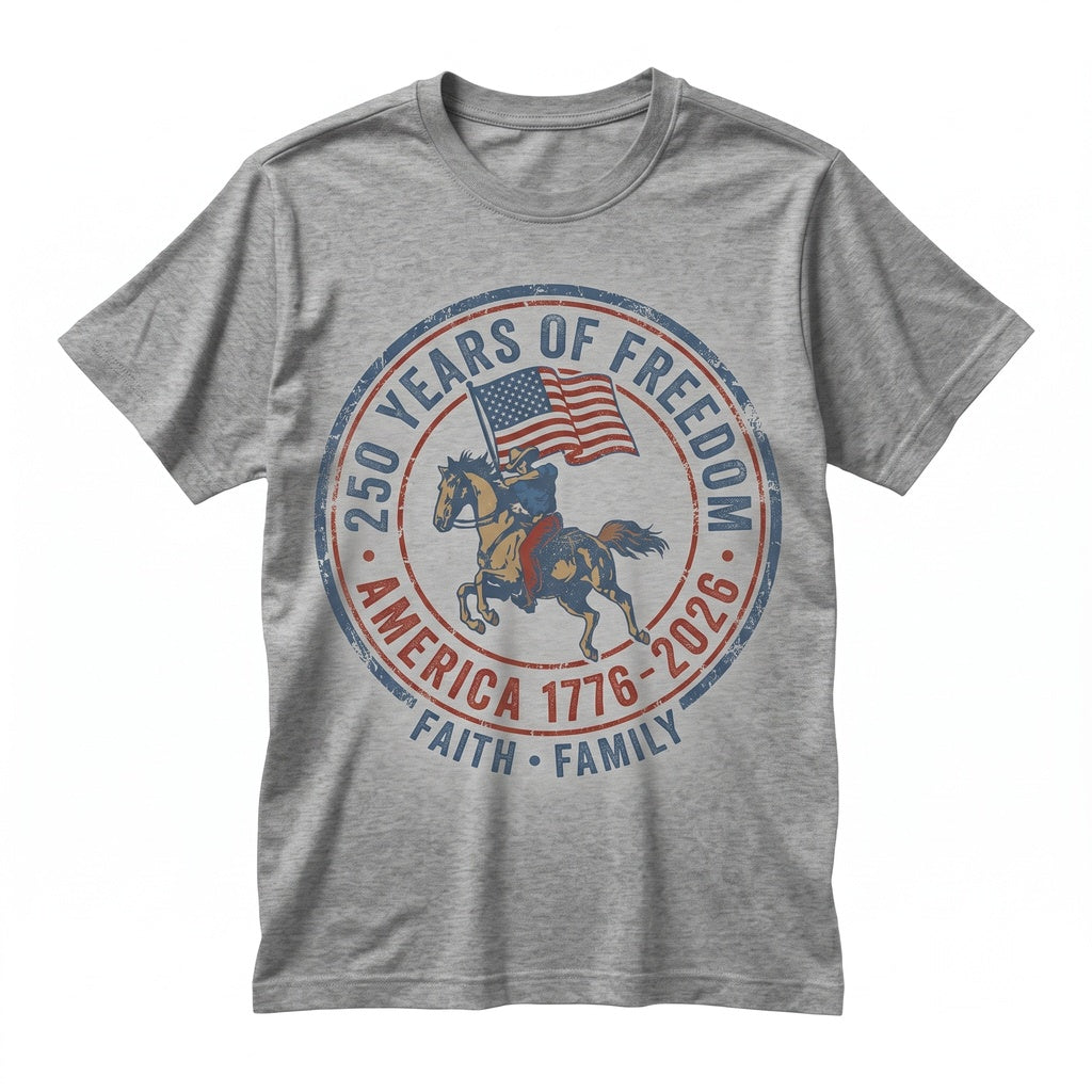 250 Years America Semiquincentennial Anniversary Christian 4th of July Faith Family Freedom Independence Day Church Gift Unisex