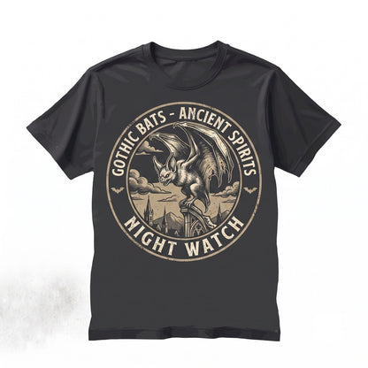 Gothic Bat Distressed Cityscape Graphic Dark Academia Apparel Unisex TShirt