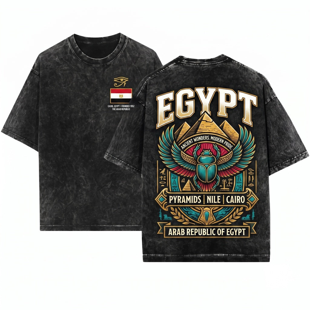 Egypt Patriotic Heritage Cultural Graphic Gift National Pride Souvenir Apparel Unisex Wash T-Shirt