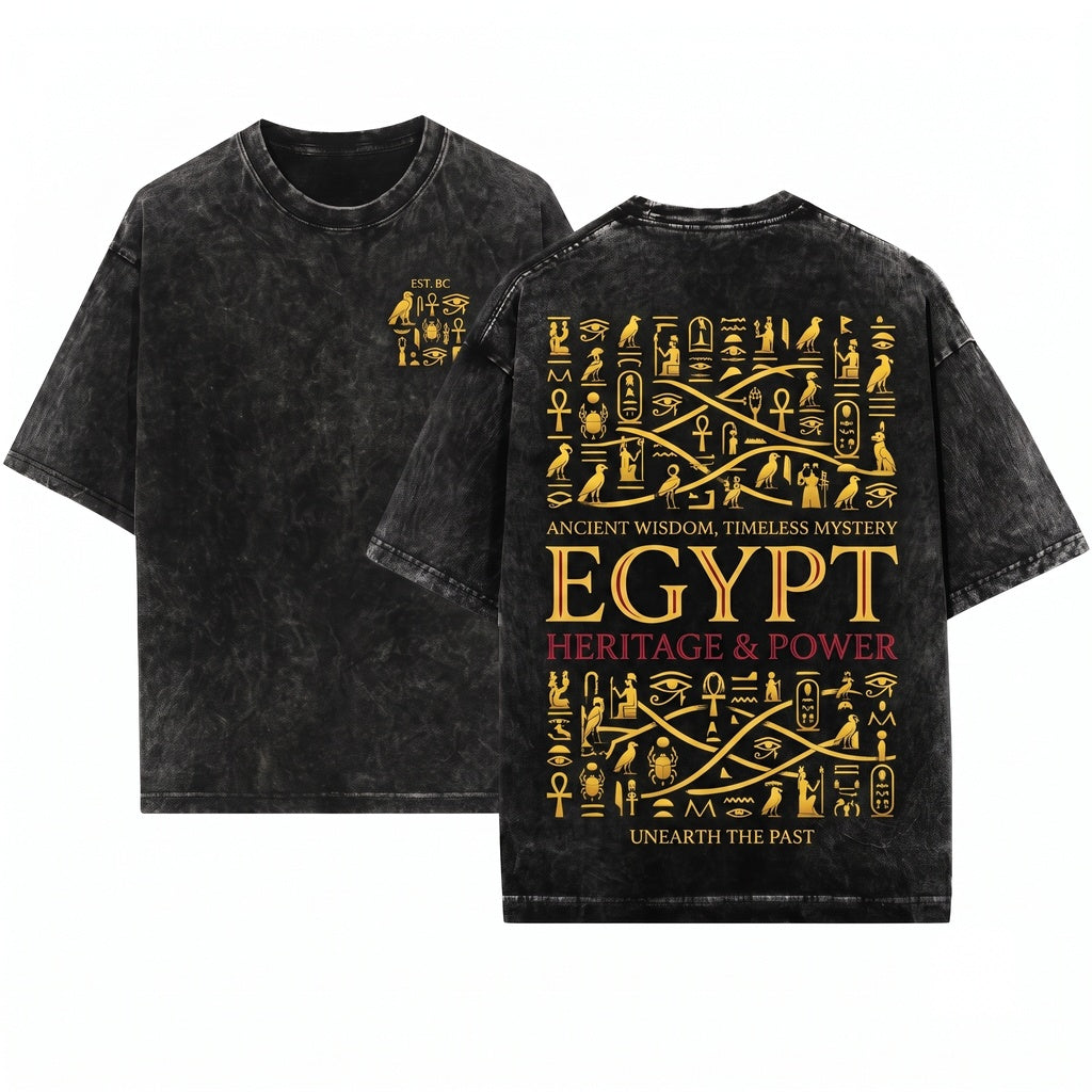 Egyptian Hieroglyphics Ancient Egypt Pharaoh Symbols Archaeology History Culture Graphic Gift Apparel Unisex Wash T-Shirt