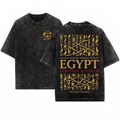 Egyptian Hieroglyphics Ancient Egypt Pharaoh Symbols Archaeology History Culture Graphic Gift Apparel Unisex Wash T-Shirt